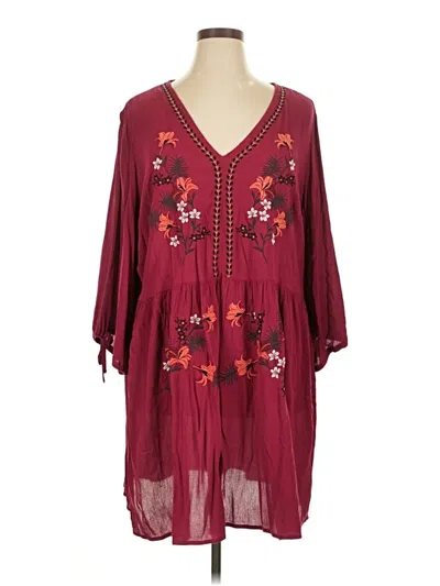 Pre-owned City Chic Casual Dress In Burgundy