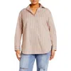 City Chic Celine Stripe Shirt In Taupe