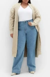 City Chic Charissa Cable Stitch Longline Cardigan In Blue