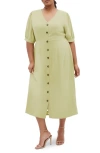 City Chic Charli Button-up Midi Dress In Light Khaki