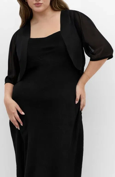 City Chic Chiffon Shrug In Black