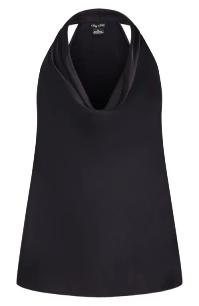 City Chic Chloe Cowl Neck Top In Navy