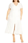 City Chic Christa Lace Shift Dress In White