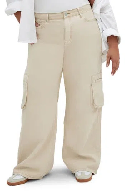 City Chic Clarence Cargo Pants In Nude