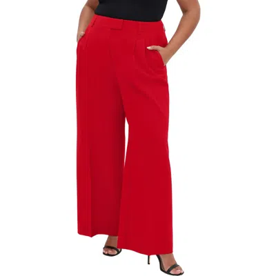 City Chic Clea Pleat Front Pants In Red