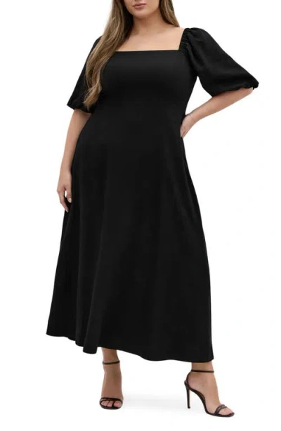City Chic Collins Belted Maxi Dress In Black