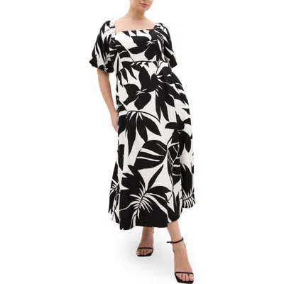 City Chic Collins Floral Print Maxi Dress In Black