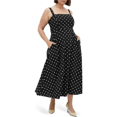 City Chic Collins Maxi Sundress In Black Spot
