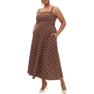 City Chic Collins Maxi Sundress In Chocolate Spot