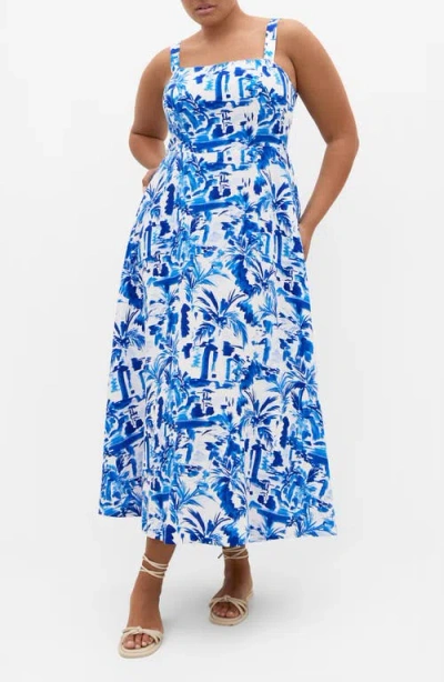 City Chic Collins Print Maxi Dress In Blue