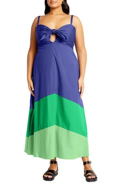 City Chic Color Love Maxi Dress In Blue