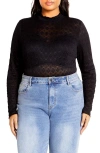 City Chic Constance Cutout Back Lace Bodysuit In Black
