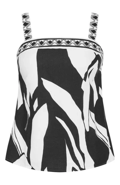 City Chic Contrast Border Sleeveless Top In Black