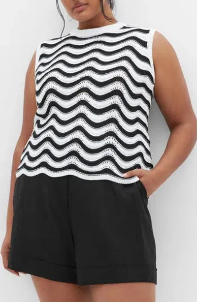 City Chic Cornelia Wave Openwork Top In Multi