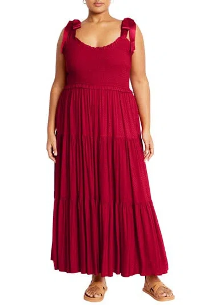 City Chic Cosmopolitan Tie Strap Sundress In Red