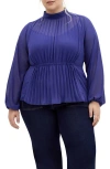 City Chic Cross Lane Pleated Shirt In Ink