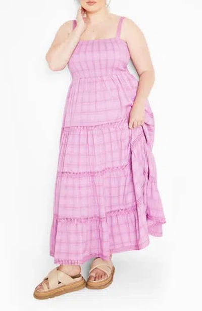 City Chic Dakota Tiered Maxi Sundress In Pink
