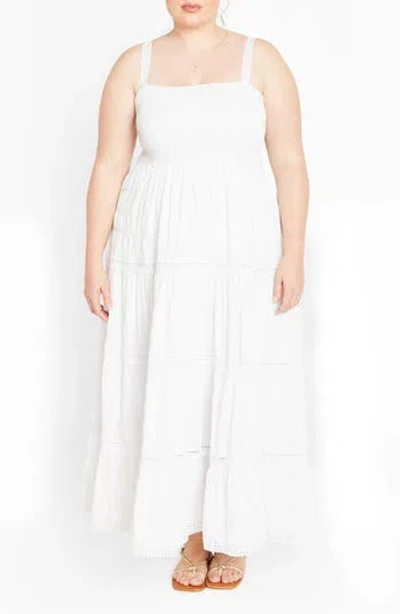 City Chic Dakota Tiered Maxi Sundress In White