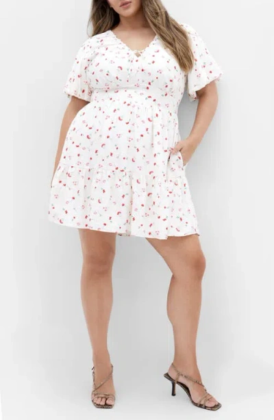 City Chic Daphne Floral Dress In Ivory Bliss