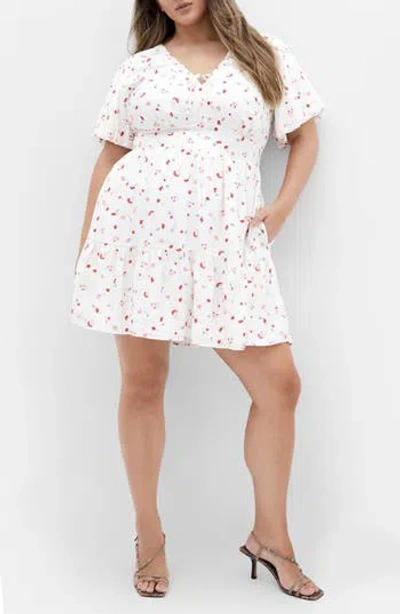 City Chic Daphne Floral Dress In White