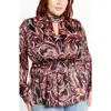 City Chic Della Print Keyhole Top In Multi