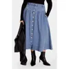 City Chic Denim Maxi Skirt In Denim Light