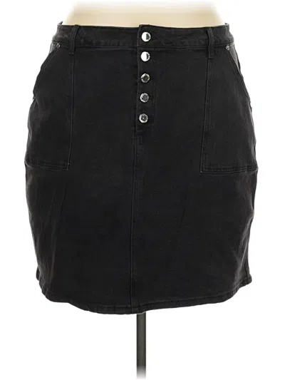 City Chic Denim Skirt In Black