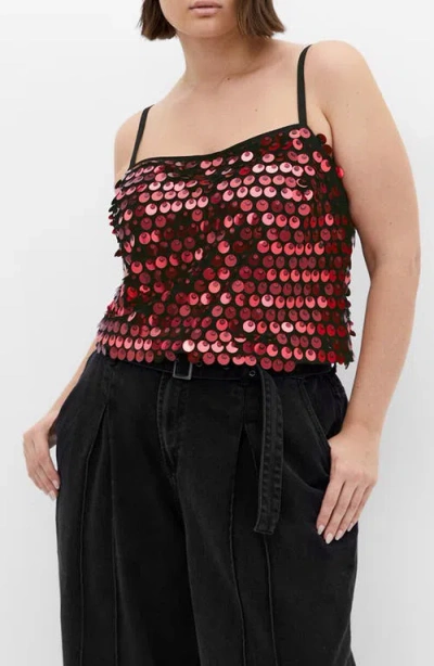 City Chic Disco Paillette Sequin Camisole In Pink