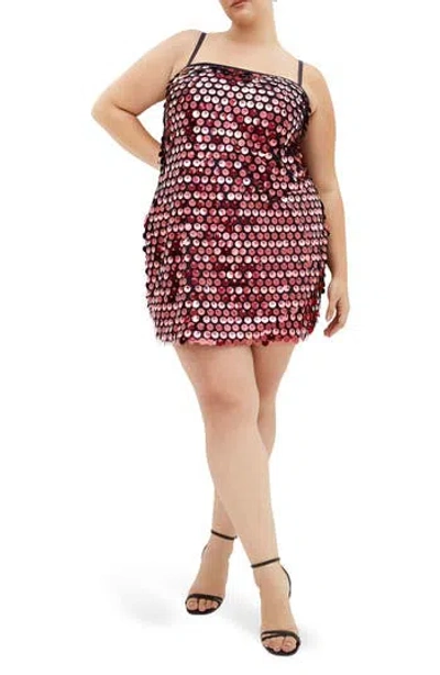 City Chic Disco Sequin Minidress In Multi