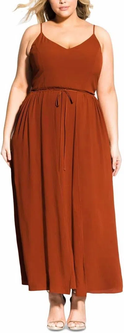 City Chic Divine Floaty Overlay Crepe Faux Wrap Maxi Dress In Spice In White