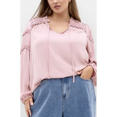 City Chic Drama Queen Ruffle Top In Pink