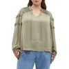 City Chic Drama Queen Ruffle Top In Sage
