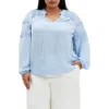 City Chic Drama Queen Ruffle Top In Sky