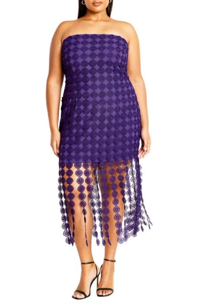 City Chic Ebony Strapless Crochet Lace Minidress In Lotus