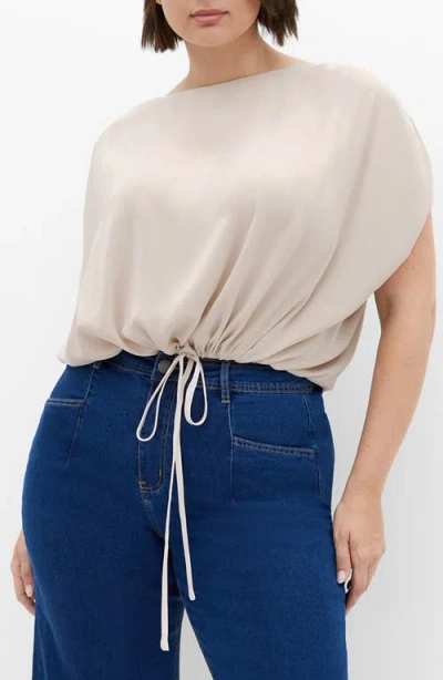 City Chic Elise Drawstring Hem Top In Gold