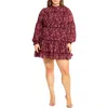 City Chic Elise Floral Long Sleeve Tiered Minidress In Adorn Floral
