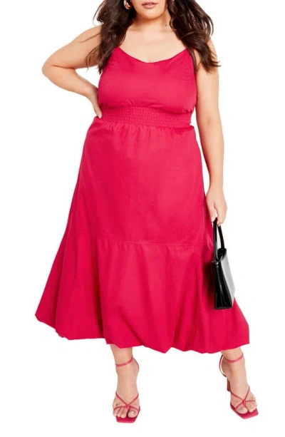 City Chic Eliza Bubble Hem Cotton Maxi Dress In Pink Sherbet