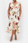 City Chic Ella Jane Metallic Stripe Maxi Dress In Dolce Ivory