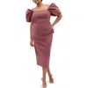 City Chic Elyse Puff Sleeve Sheath Dress