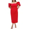 City Chic Elyse Puff Sleeve Sheath Dress