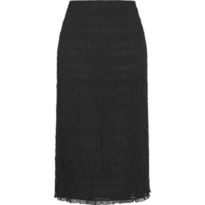 City Chic Emelia Smocked Midi Skirt In Black