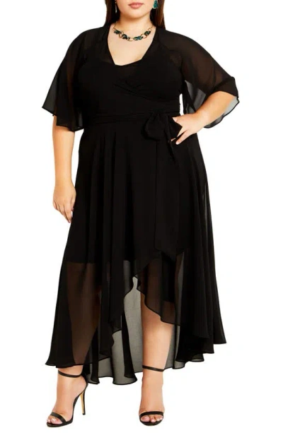 City Chic Enthral Me Wrap Dress In Black