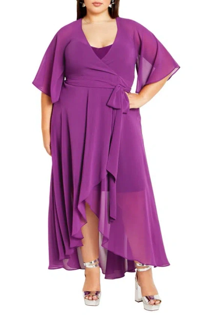 City Chic Enthral Me Wrap Dress In Wisteria