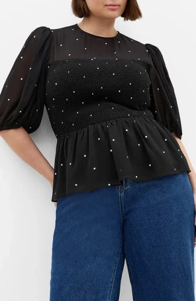 City Chic Esther Peplum Top In Black