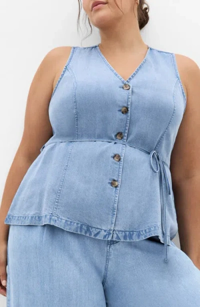 City Chic Evani Denim Vest In Brown