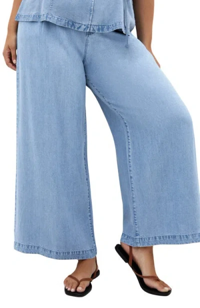 City Chic Evani Wide Leg Denim Pants In Multi