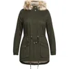 City Chic Explorer Parka With Faux Shearling Lining In Green