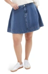 City Chic Flared Denim Skirt In Mid Denim