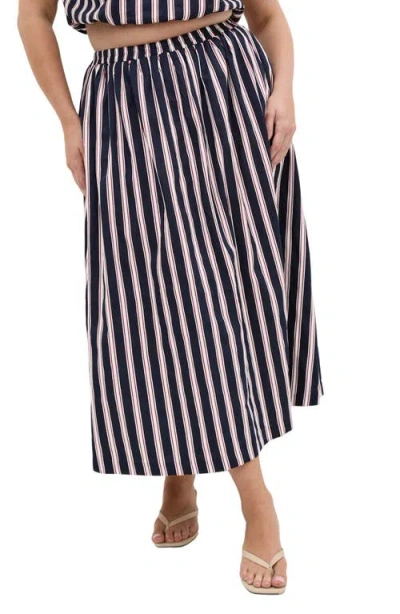 City Chic Floral Print Maxi Skirt In Brown