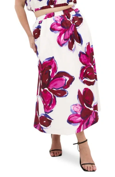 City Chic Floral Print Maxi Skirt In Multi